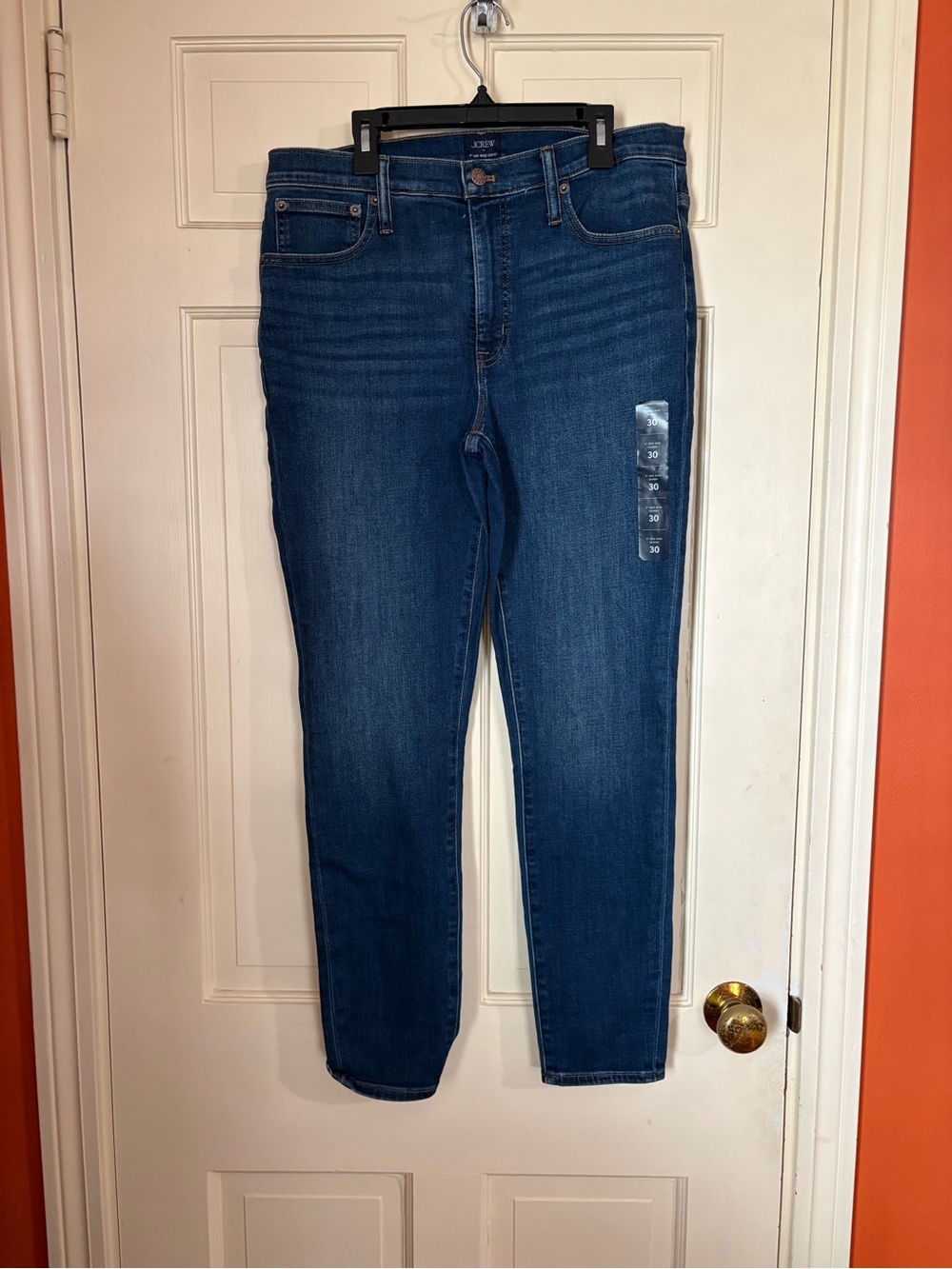 Crew 9’ Mid Rise  Skinny Jeans Size 30 Dark Blue Wash New - Picture 10 of 10